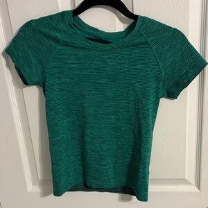 lululemon athletica Kelly Green Striped Short Sleeve Tee - Short Length